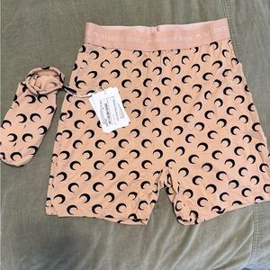Marine Serre Beige and Black Crescent Moon Shorts